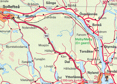 Kort over Sollefteå og Mälby