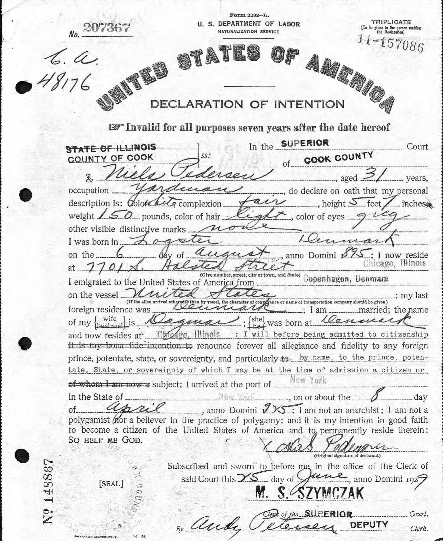 Niels Chr. Pedersens Naturalizations